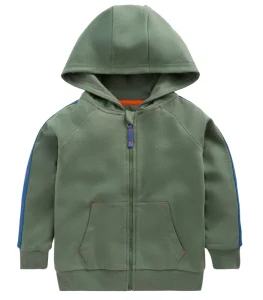 High Quality Hooded Boys’ Autumn Casual Knitted Printed 100% Cotton Zipper Closure Sweatshirt