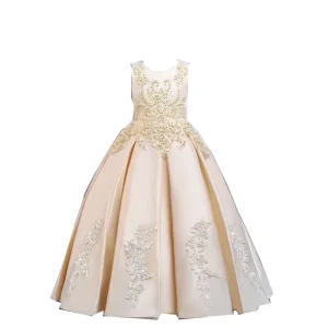 High Quality Kids Fancy Clothes Long Design Full Length Flower Girl Birthday Party Dress