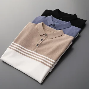 High Quality Men’s T shirt Ice Silk Men’s Lapel Boys Collar Casual Half Sleeve Tops Summer Clothes POLO Shirt