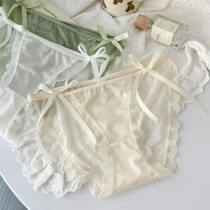 High Quality New Lace Transparent Mid Waist Sexy Young Girls Wearing Panties