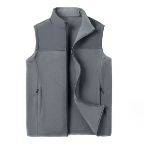 High Quality Polar Fleece Men Vest Winter Men’s Work Vest Custom Embroidery Logo Sports Vest for Men Zipper Waistcoat