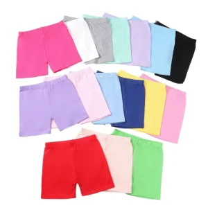 High Quality Pure Cotton Casual Plus Size Girls Children’s Summer Dance Shorts Solid Color Elastic Waist