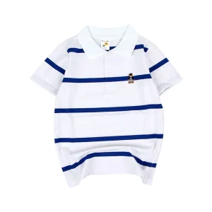 High Quality Short Sleeve Baby Kids Boy Polo T-shirt Yarn Dyed Stripe Boys Cotton Fabric T-shirt