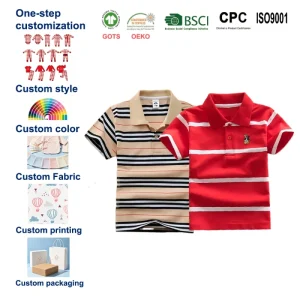High Quality Summer Kids Clothes Tee Shirt Polo Shirts for Boys Plain Blank Custom Stripe Polo Shirt