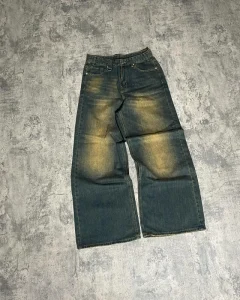 High Street Wear Oversized Baggy Pants Boys Vintage Washed Fade Denim Jeans Mid Waist Casual Streetwear for Autumn Season