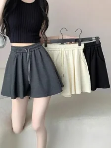 High Waist A-line Culottes Casual Girl Shorts with Elastic Waist and Breathable Fabric
