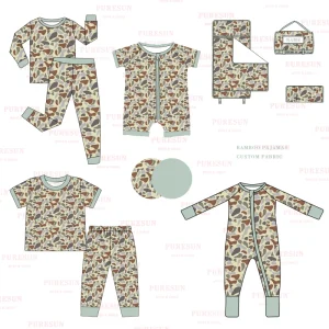 High quality 240 GSM baby bamboo cotton sleepwear clothing sets girls boys pyjamas children’s customized camouflage pajamas