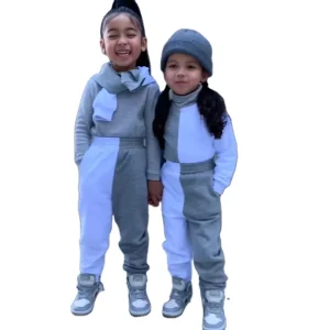 High quality Kids Outfits Long Sleeve and Pants Jogger Set Color Block Winter Set Kids Girls Clothing Sets