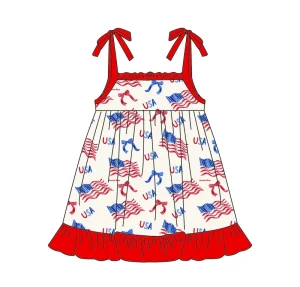 High quality Summer Children’s Dress with Bow Sleeveless and Lace Design Comfortable Dress for Baby Girls