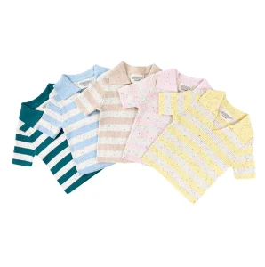 Hongbo Baby Custom Polo Short Knit Sweater Baby Boys and Girls Polo Shirt Short sleeved Baby Top