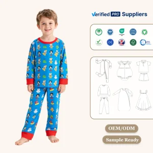 Hongbo Trendy Children’s Toddler Boys 7years Summer Pajamas Custom Printing Skin Friendly Breathable Bamboo Viscose 100% Cotton