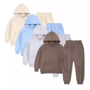 Hot Selling Custom Cotton Autumn Boys Outdoor Jogger Tracksuit Hoodie Drawstring Sweatpants Kids Hoodie Set