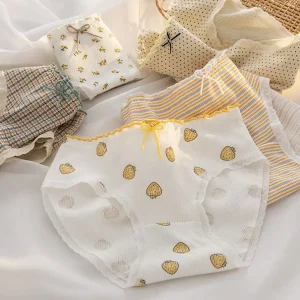 I 0506 6Pcs Lot Pure Cotton Underwear Cute Knot Soft Breathable Briefs Cute Young Panties Solid Girl Children Clothes