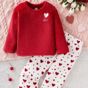 IN STOCK Children Winter Thermal Pajamas Thick Fleece Warm Kids Sleepwear Long Pants Set for Girls