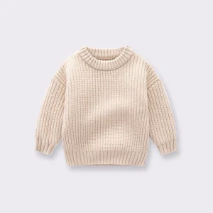 INS Baby Round Neck Sweater Unisex Toddler Boys Girls Autumn Winter Loose Knit Cardigan Coat Soft Warm