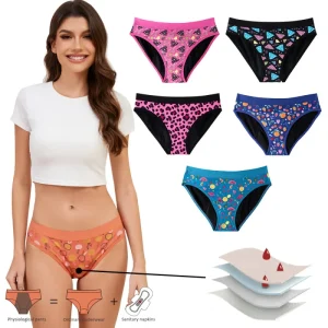 INTIFLOWER 8035 Teen Girls Pink Customizable Colorful 4 Layers Leak Proof Period Panties Menstrual Underwear