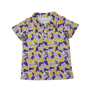 In Stock Boutique Game Day Baseball Golf University Team Mascot Kids Boy Short Sleeve Polo Shirt Summer Kids Clothing