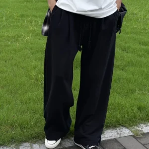 In Stock Boys Pleated Flare Cotton Nylon Business Baggy Track Long Casual Sports Trousers