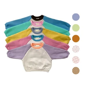 Infant Baby Contrast Sleeve Color Block Oversize Sweatshirt Kids Boys Jumper Sweater Casual Cotton Children OEM