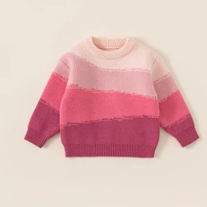 Infant Girls Cotton Sweater Pullover Winter Fashion Baby Simple Knitted Clothes Toddler Stripe Sweater Jumpers