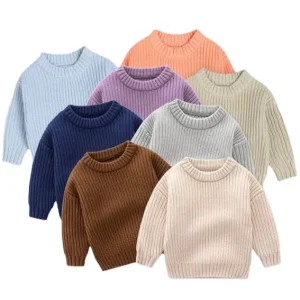 Infant Toddlers Knitted Top Baby Girl Boy Pullover Loose Cotton Soft Sweater Children Solid Color Knitwear Winter Fall