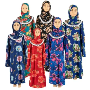 Islamic Clothing Girls Abaya for Children Child Hijab Muslim Prayer Dress for Kids Kaftans Ropa Arabe Mujer Ramadan Robe Dubai