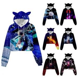 Japan Anime Demon Slayer Pullover Hoodie Cat Ears Cartoon Sweatshirt Teens Boys Girls Cosplay Costume Hoodies Sweatshirts
