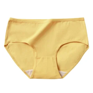 Japanese Girls Solid Color Breathable Ladies Briefs Cotton Mid Waist Underwear for Women Everyday Bikini Panties