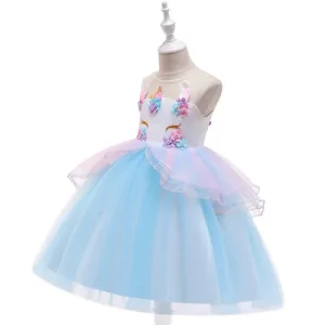 K1306 Princess Flower Girl Dress Summer Wedding Birthday Party Kids Dresses for Girls Children Costume Teenager Prom Designs