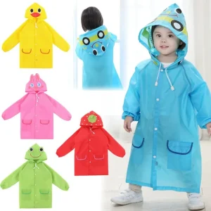 K214 Children Cute Cartoon Poncho Girls Rain Coat Jacket Toddler Preschool Raincoat Rainwear Print for Kids Camping Animal