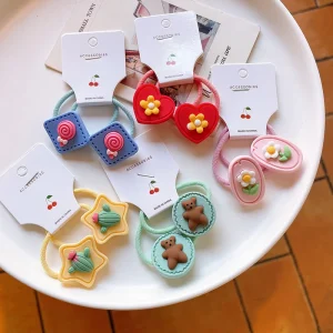 KPT031C Kids Hair Accessories Baby Cute Cartoon Rabbit Elastic Hair Tie for Girls Ponytail Holder Hairpin