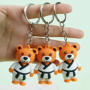 Kawaii Cute 3D Bear Toy Creative Cartoon Taekwondo Gym Doll for Kids Gift Backpack Accessories