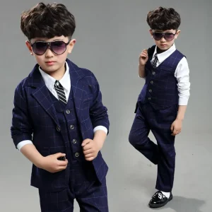 Kid Boy Formal Wear Vest and Pants Boys Formal 3 Piece Suit with Vest and Pants