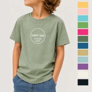 Kids 100% Combed Cotton T Shirt Custom Screen Print Plain Blank White Summer Baby Boys Girls Tee Tops