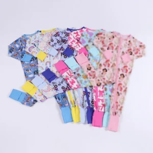 Kids 220/240/260 GSM Bamboo Jumpsuit Girl Pajamas Newborn Baby Girl Sleeper Toddler Bodysuits Double Zipper Romper