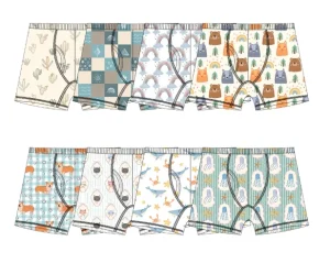 Kids Baby Bamboo Fiber Underwear Custom Patterns Solid Belt Soft Fabric Kids Boys Comfortable Elastic Waist Boxers