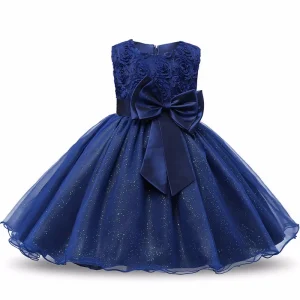 Kids Birthday Party Children Medium Sleeveless Dresses Handmade Flower Children Girl Dresses