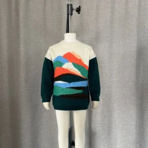 Kids Boy Custom OEM & ODM High Quality Jacquard Mountain Long Sleeve Knitwear Clothes Knitted Sweater