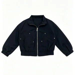 Kids Boy Girl Stand Collar Jacket Bomber Coat Zipper Closure Elastic Hem Outerwear Children Clothing OEM