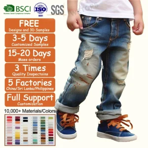 Kids Boys Fashion Jeans Straight Slim Denim Pants