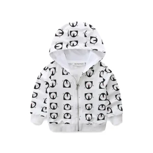 Kids Boys Girls Printed Jacket Fashion Baby Boy Girl Long Sleeve Zipper Hooded Outwear Warm Cartoon Jackets