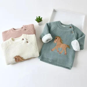 Kids Boys Girls Sweaters Clothes Baby Toddler Warm Sweater Coats Children Cartoon Thicken-tops Wool Pullovers Clothing for Kids