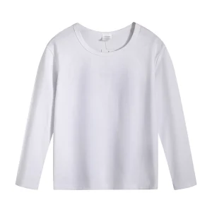 Kids Boys Girls Tee Shirt Basic Blouse Autumn Long Sleeve Tops White Cotton Children T-shirt