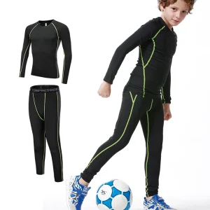 Kids Boys Gym Fitness Sportswear Set, Leggings and Top