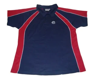 Kids Boys and Girls Custom Navy with Red Panels White Piping 100% Polyester Short Sleeves Embroidered School Uniform Polo Shirt