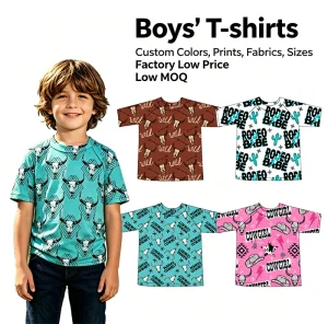 Kids Boys’T-shirts Summer Custom Western Printed Short Sleeve Tops High Quality Toddlers Boy Casual Shirts Tops