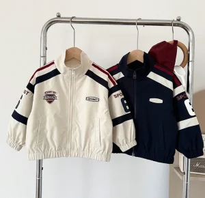 Kids Breathable Varsity Baseball Jacket Casual Outerwear for Boys and Girls Spring Autumn Polyester Jacket