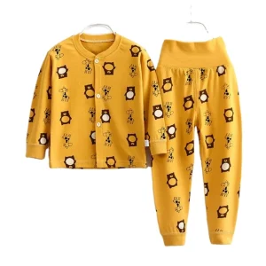 Kids Cartoon Pajamas Candy Color Cotton Kids Sleepwear Cotton Pyjamas Girl Long Sleeve