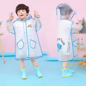 Kids Clear Rain Poncho Jacket for Girls Boys Children