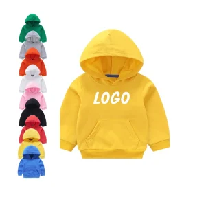 Kids Clothes Custom Logo Toddler Boys Hoodies Sweatshirts Solid Color Oversized Pullover Terry Cotton Kids Sweatshirt